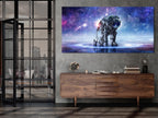 Astronaut in Space Canvas Wall Art, 3-Panel Galaxy Print, Futuristic Sci-Fi Decor, Modern Cosmic Landscape for Home or Office Wall Art