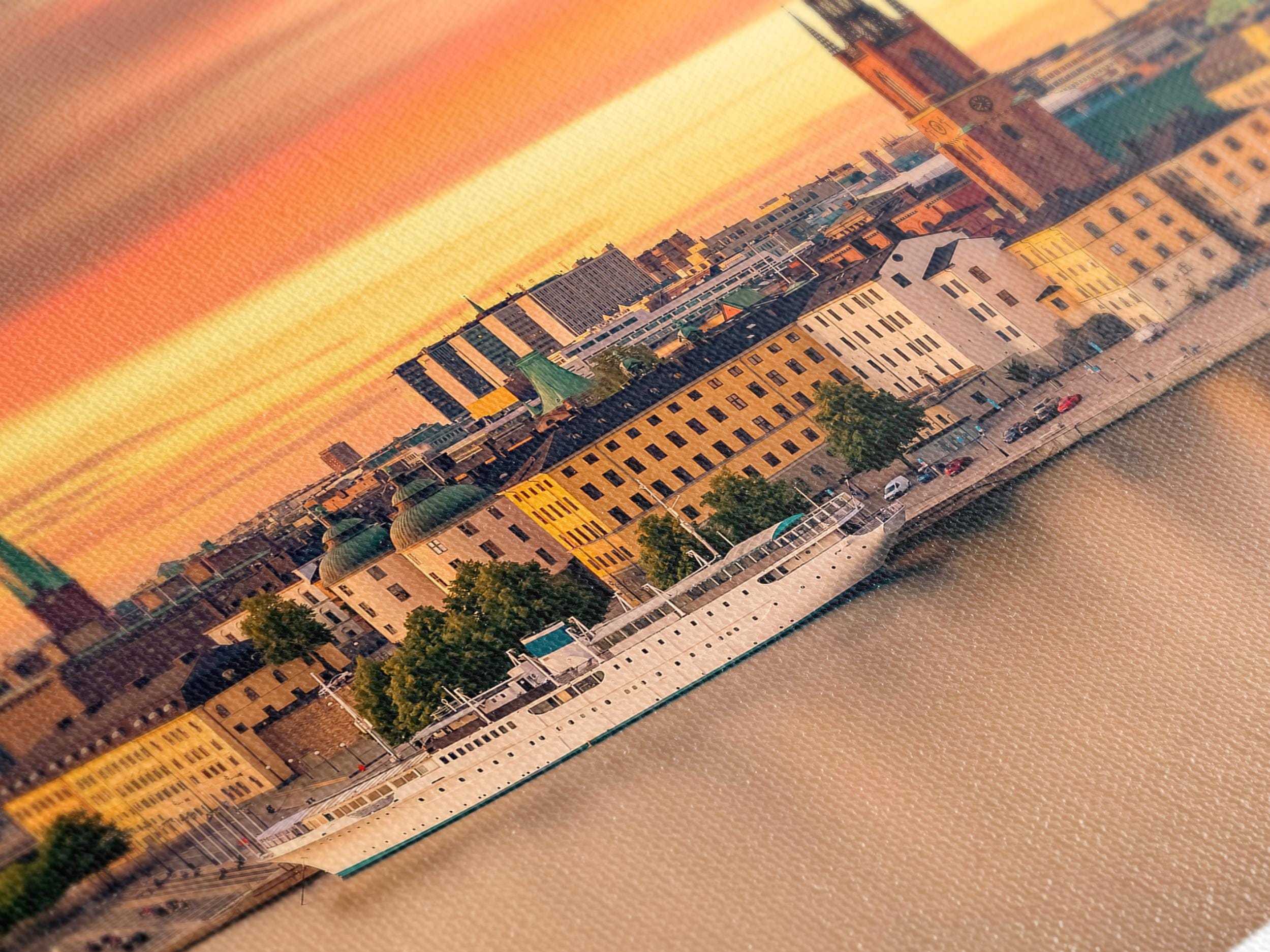 Gamla Stan Canvas Print, Stockholm Old Town Wall Art, Extra Large Sunset Cityscape Art, Swedish Office Decor, Historic Architecture Artwork