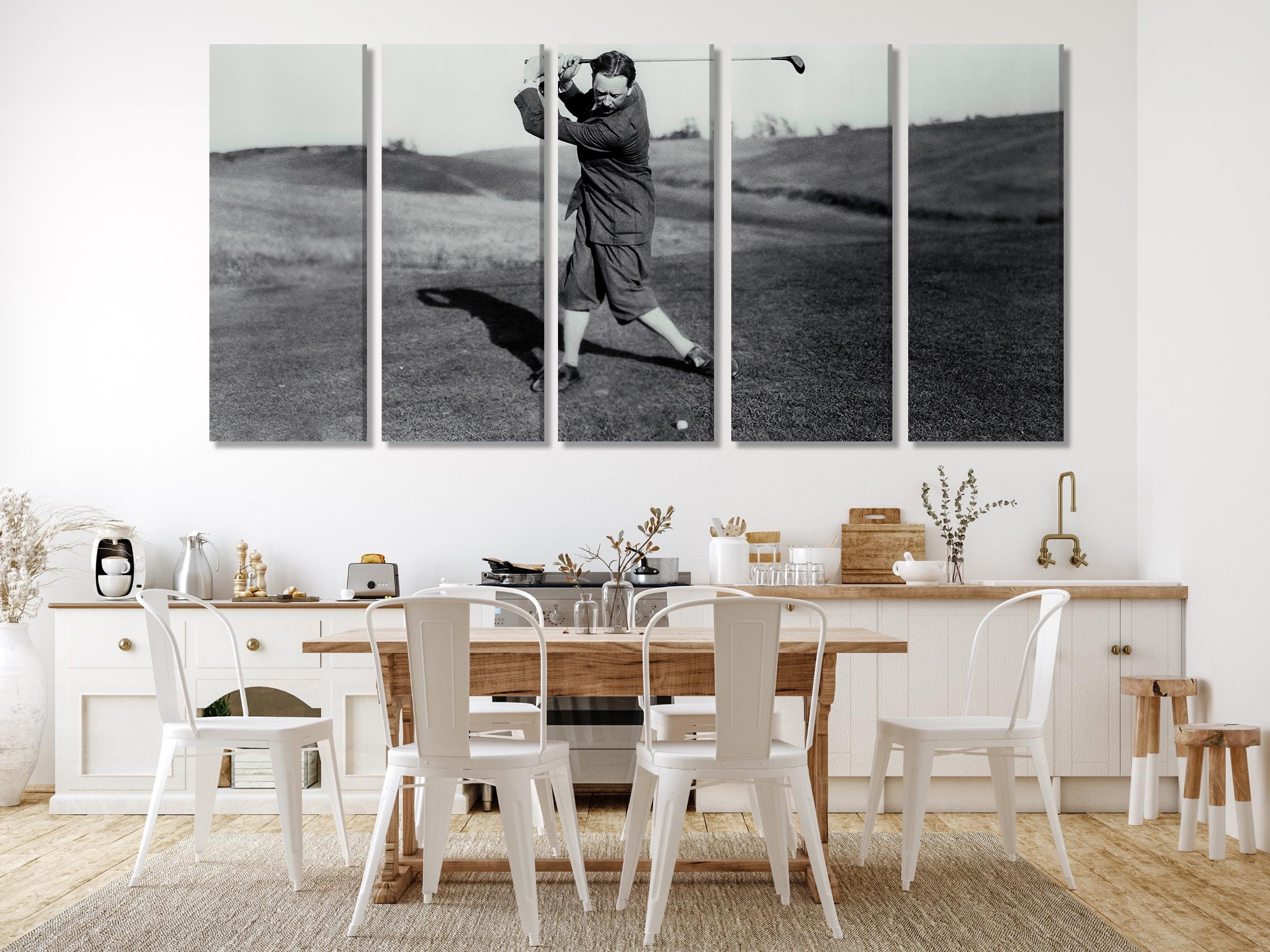 Vintage Golfer Canvas Print, Classic Black and White Wall Art, Large Golf Swing Artwork, Retro Sports Art Print, Retro Golf Wall Decor