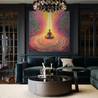 Art mural de méditation - énergie des chakras, décoration murale spirituelle éclatante, art zen mural, impression d'art yoga, art mural moderne pour la décoration de spa