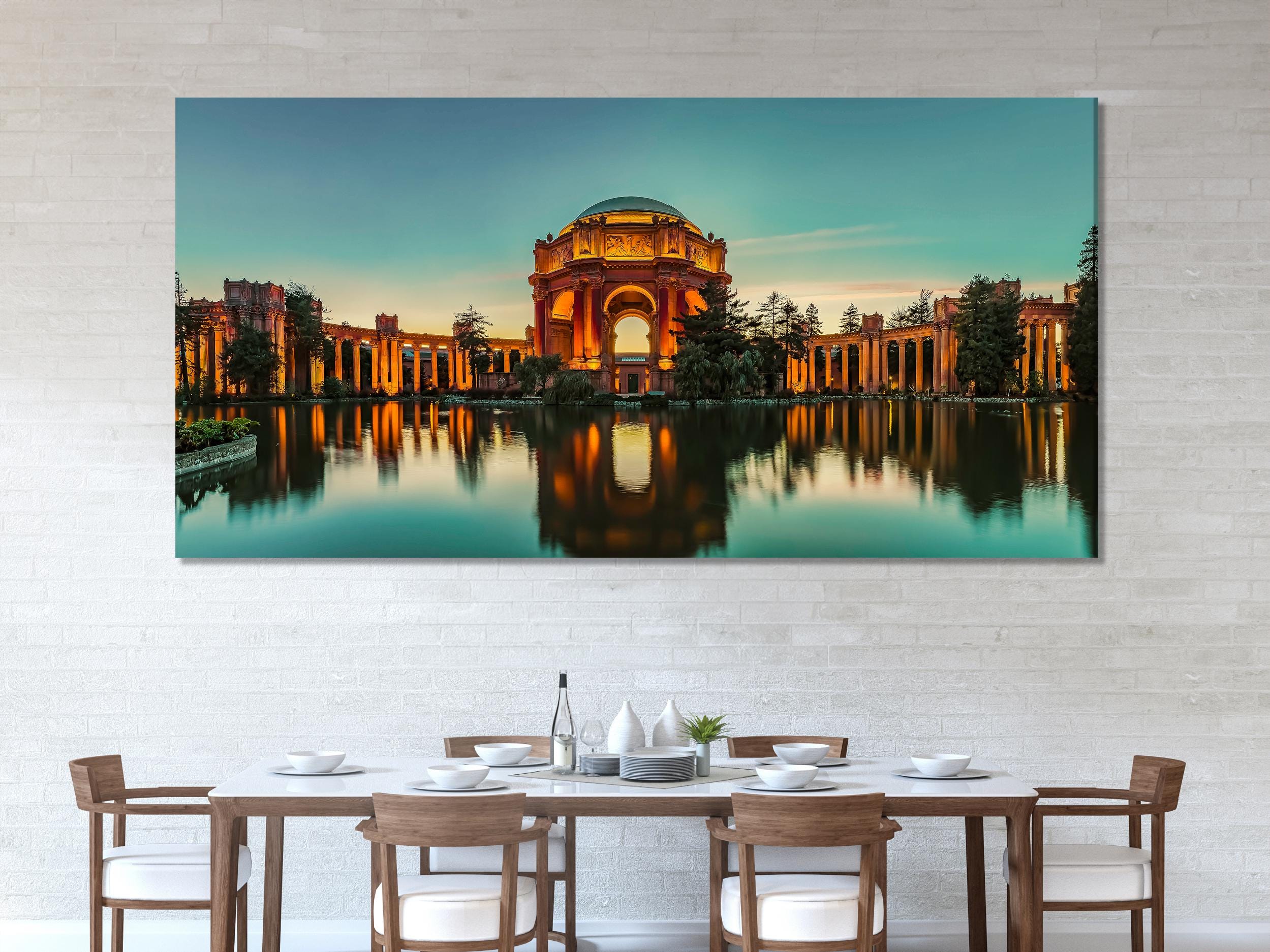 Palace of Fine Arts Canvas Print, San Francisco Landmark Wall Art, Sunset Architecture Canvas, Large California Cityscape, Iconic SF Decor