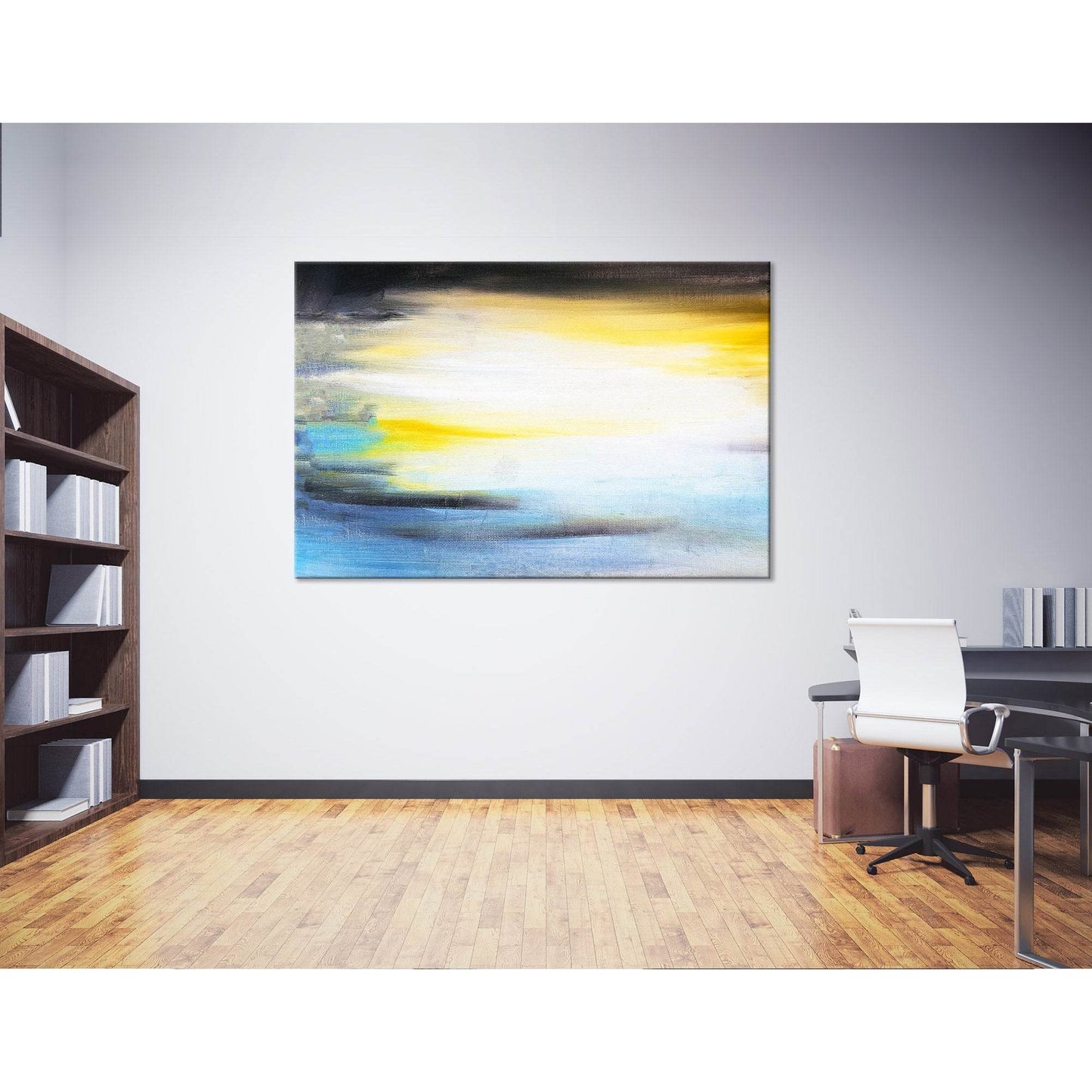 White, Black, Yellow, Blue Abstract №04263 Ready to Hang Canvas PrintCanvas art arrives ready to hang, with hanging accessories included and no additional framing required. Every canvas print is hand-crafted, made on-demand at our workshop and expertly st