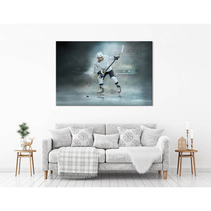 Hockey Player Scores Puck №04432 Ready to Hang Canvas PrintCanvas art arrives ready to hang, with hanging accessories included and no additional framing required. Every canvas print is hand-crafted, made on-demand at our workshop and expertly stretched ar