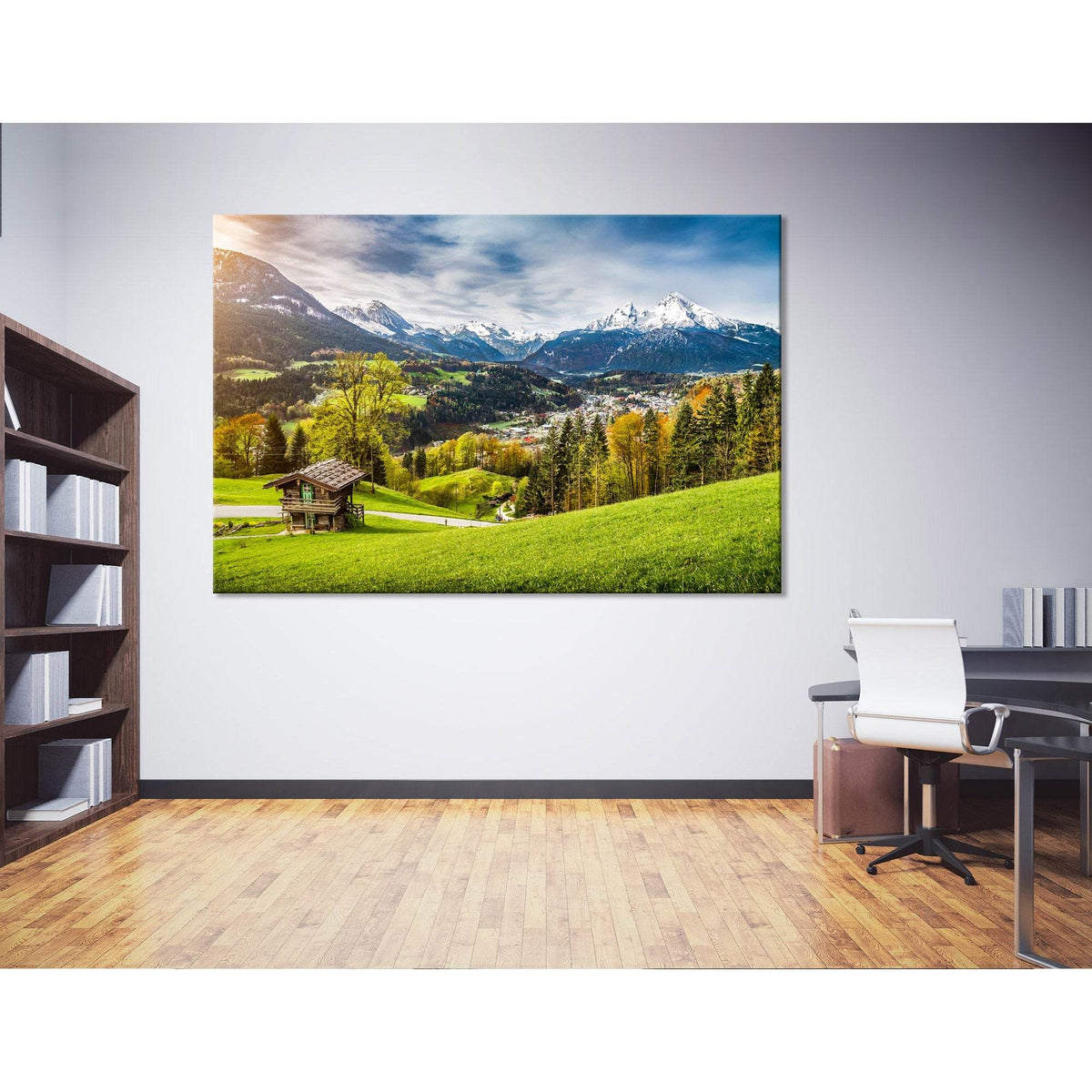 Village Among Beautiful Mountains In the Bavarian Alps №04228 Ready to Hang Canvas PrintCanvas art arrives ready to hang, with hanging accessories included and no additional framing required. Every canvas print is hand-crafted, made on-demand at our works