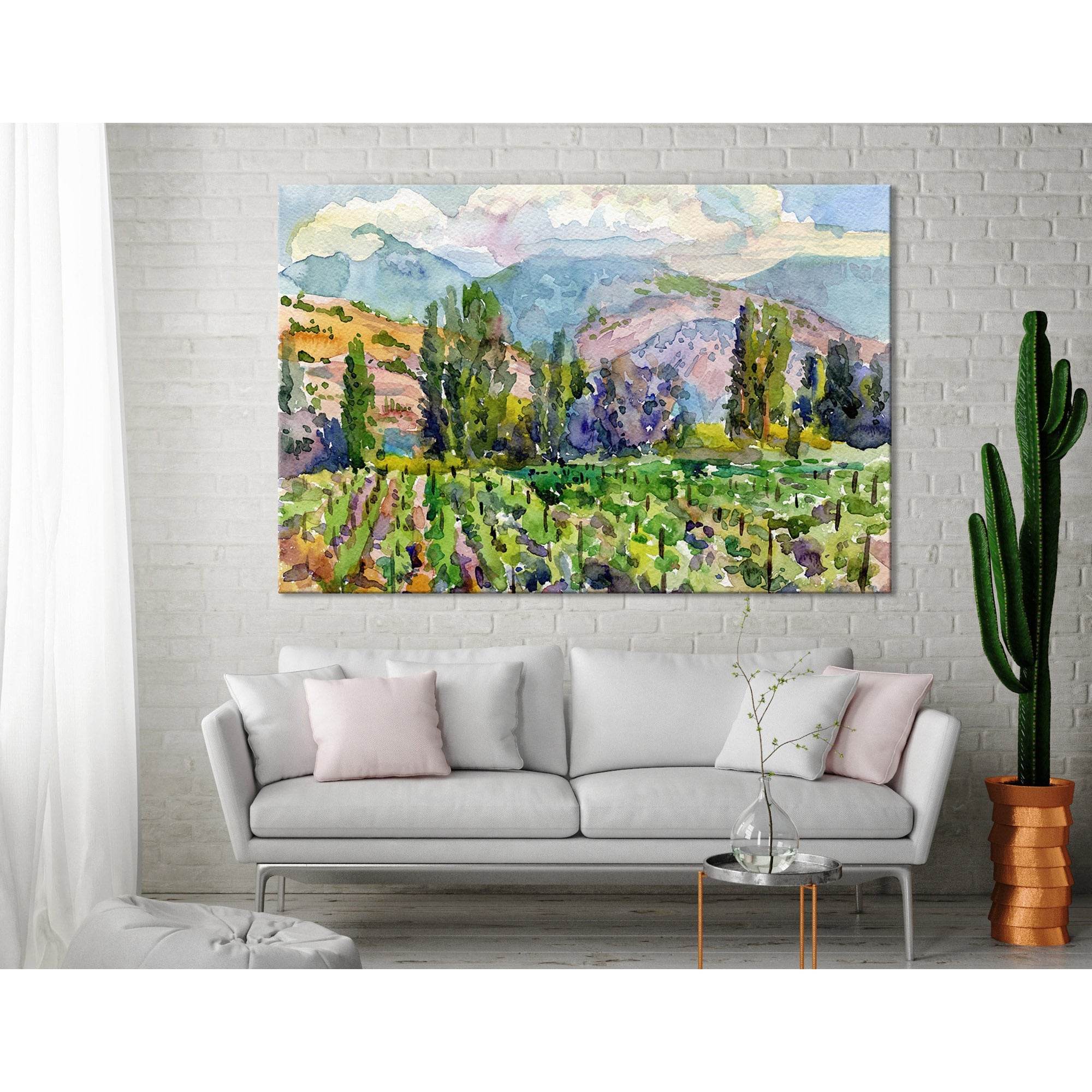 Landscape With Vineyard №04218 Ready to Hang Canvas PrintCanvas art arrives ready to hang, with hanging accessories included and no additional framing required. Every canvas print is hand-crafted, made on-demand at our workshop and expertly stretched arou