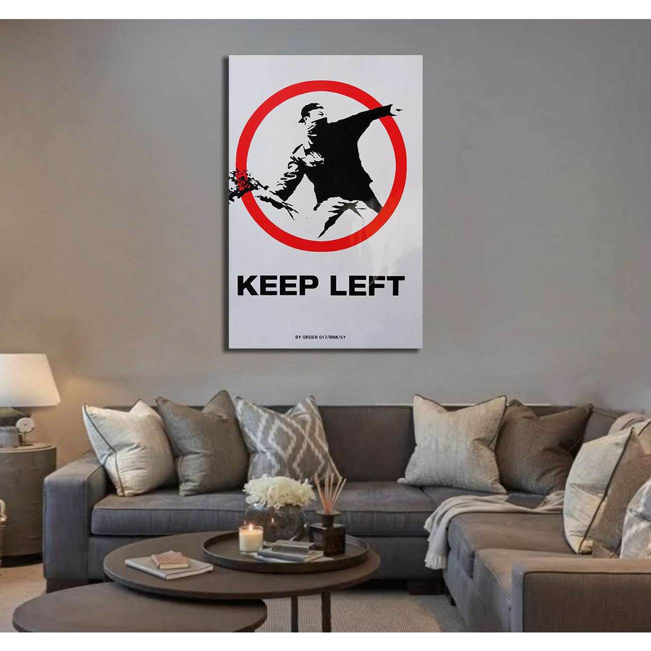 Banksy keep left - Ready to Hang Canvas PrintCanvas art arrives ready to hang, with hanging accessories included and no additional framing required. Every canvas print is hand-crafted, made on-demand at our workshop and expertly stretched around 100% Nort