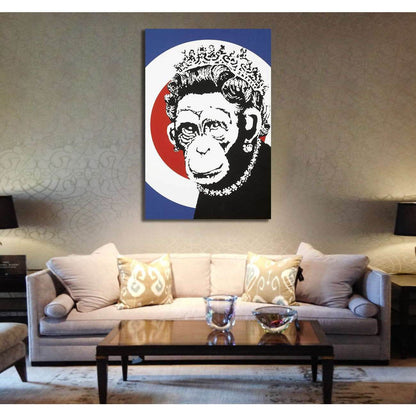 Banksy monkey queen - Canvas printCanvas art arrives ready to hang, with hanging accessories included and no additional framing required. Every canvas print is hand-crafted, made on-demand at our workshop and expertly stretched around 100% North American