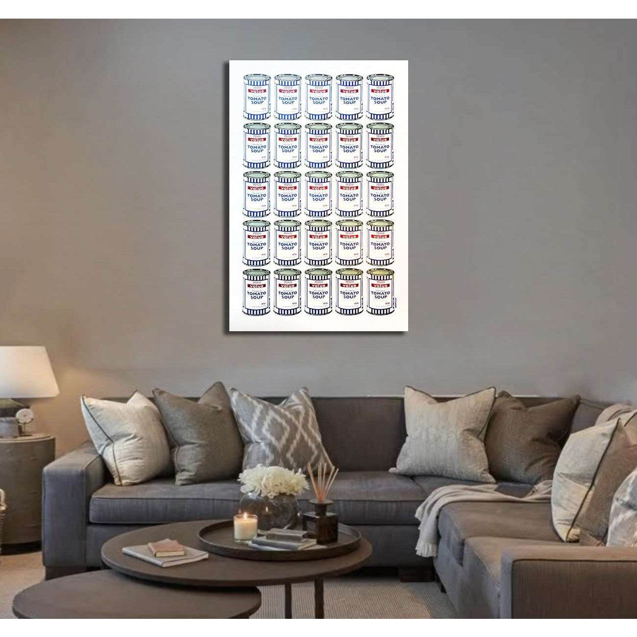 Banksy soup cans - Canvas printCanvas art arrives ready to hang, with hanging accessories included and no additional framing required. Every canvas print is hand-crafted, made on-demand at our workshop and expertly stretched around 100% North American Pin