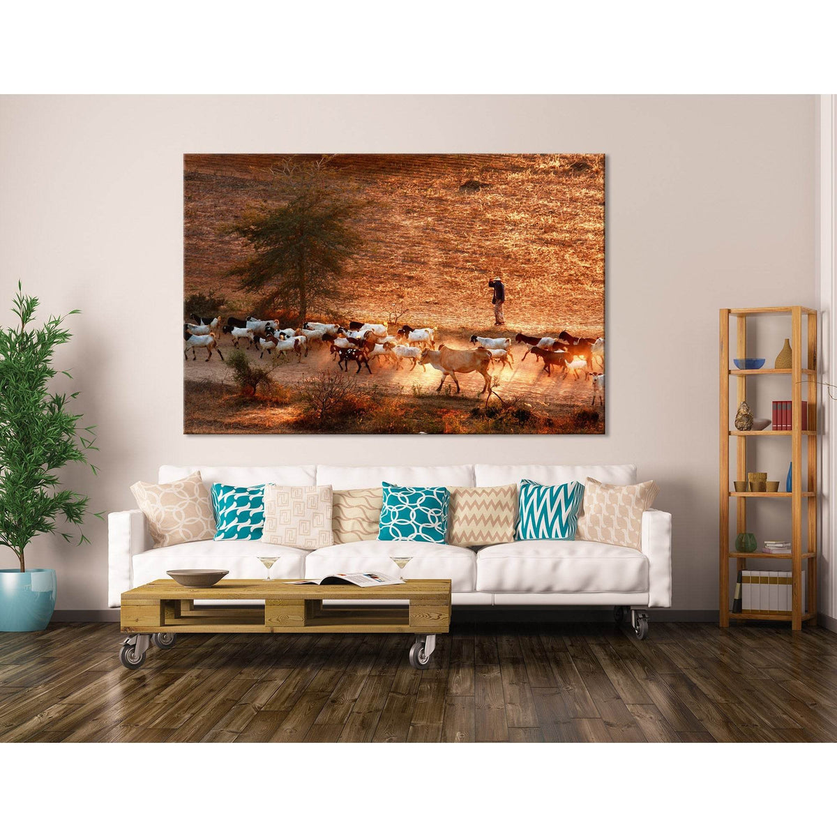 Cowherd Grazing Goats And Cows In Bagan №04227 Ready to Hang Canvas PrintCanvas art arrives ready to hang, with hanging accessories included and no additional framing required. Every canvas print is hand-crafted, made on-demand at our workshop and expertl