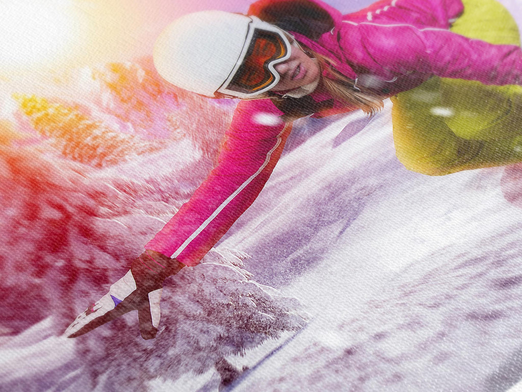 Snowboarder Canvas Print, Winter Sports Wall Art, Action-Packed Snowboarding Scene, Bright Mountain Landscape, Large Adventure Decor