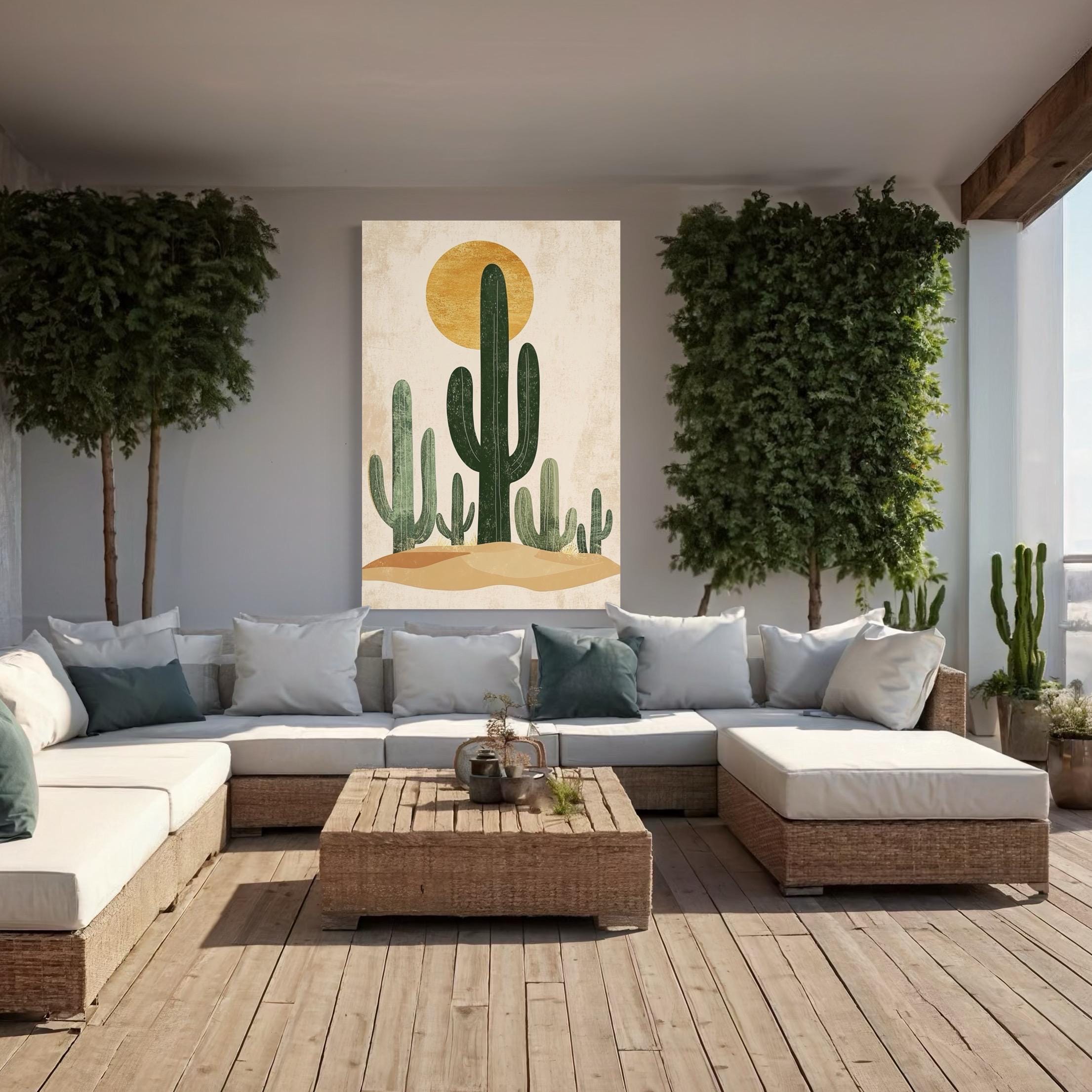 Saguaro Cactus Print - The Sonoran Desert Wall Art, Retro Cacti Poster, Arizona Mid Century Decor, Boho Botanical Desert Art