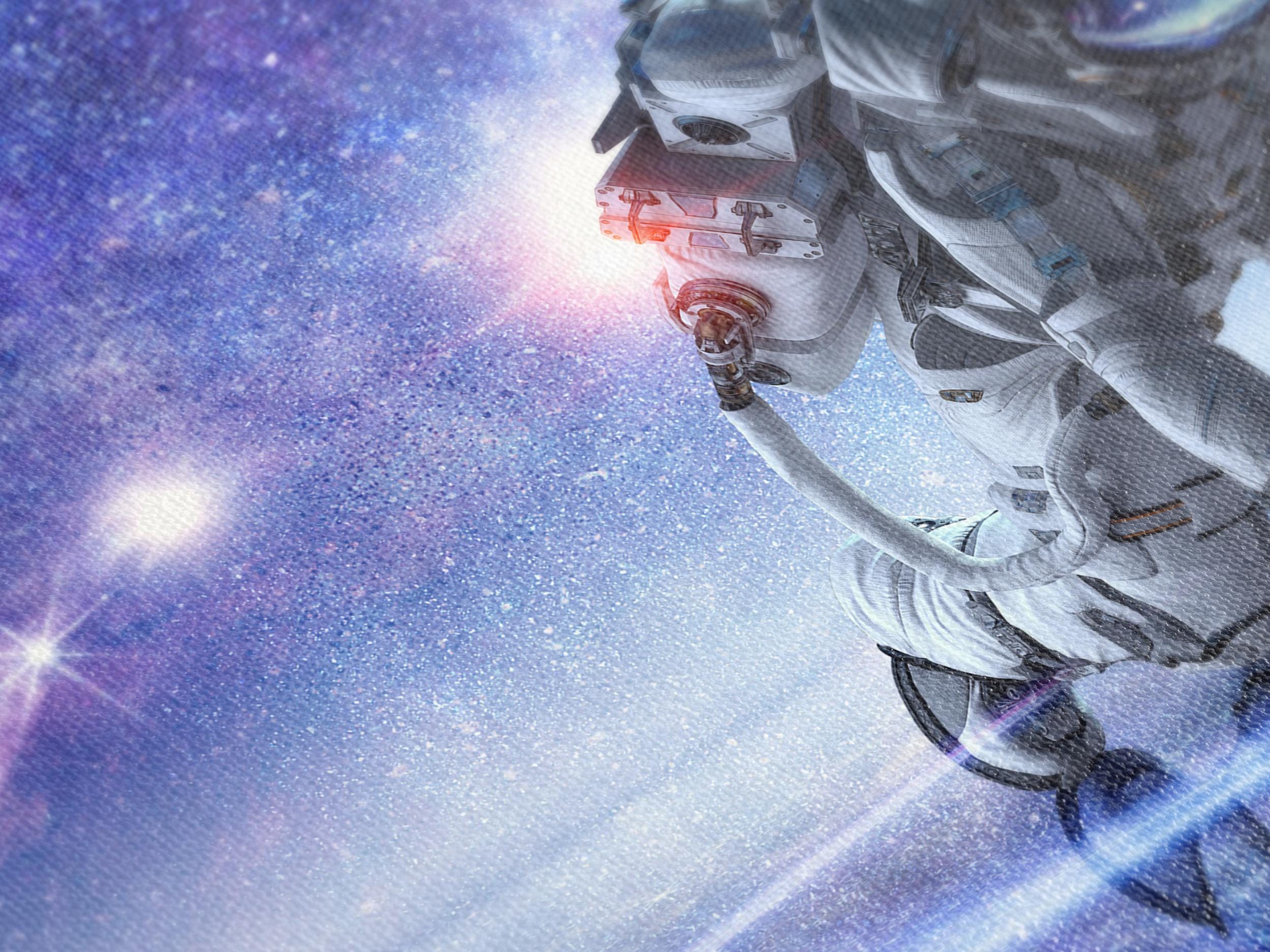 Astronaut in Space Canvas Wall Art, 3-Panel Galaxy Print, Futuristic Sci-Fi Decor, Modern Cosmic Landscape for Home or Office Wall Art