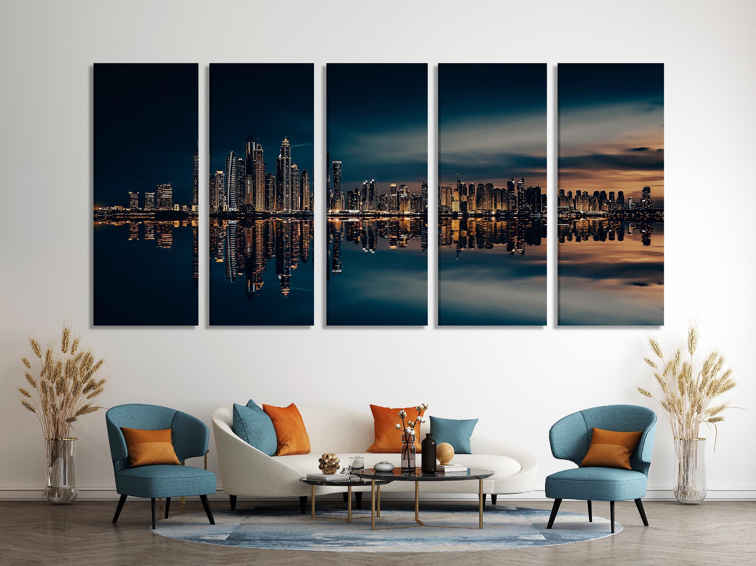 Dubai Canvas Art Dubai Wall Art Dubai Office Decor Night City Art Print Dubai Cityscape Wall Decor Dubai Poster Print Dubai Canvas Art