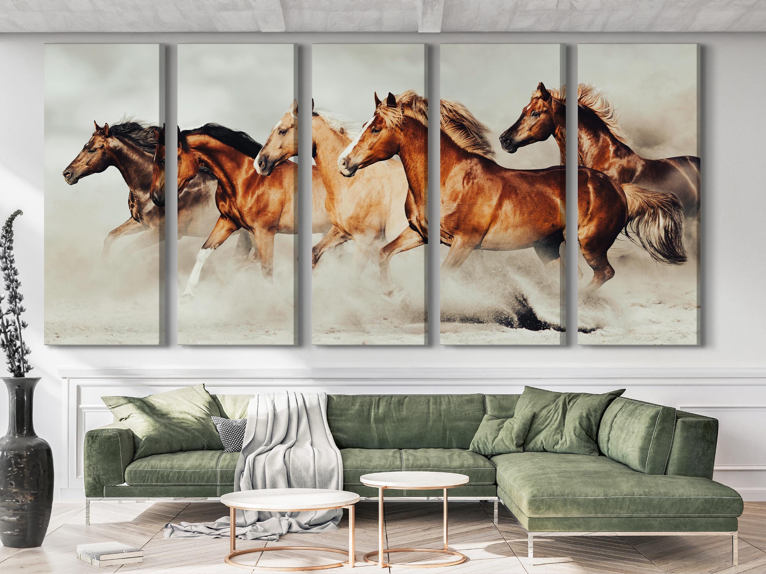 Paardenmuurkunst - Oversized paardencanvasprint, grote paardenkunstprint, galopperend paardenkunstwerk, cadeau-idee voor paardenliefhebbers, decoratie boven de bank