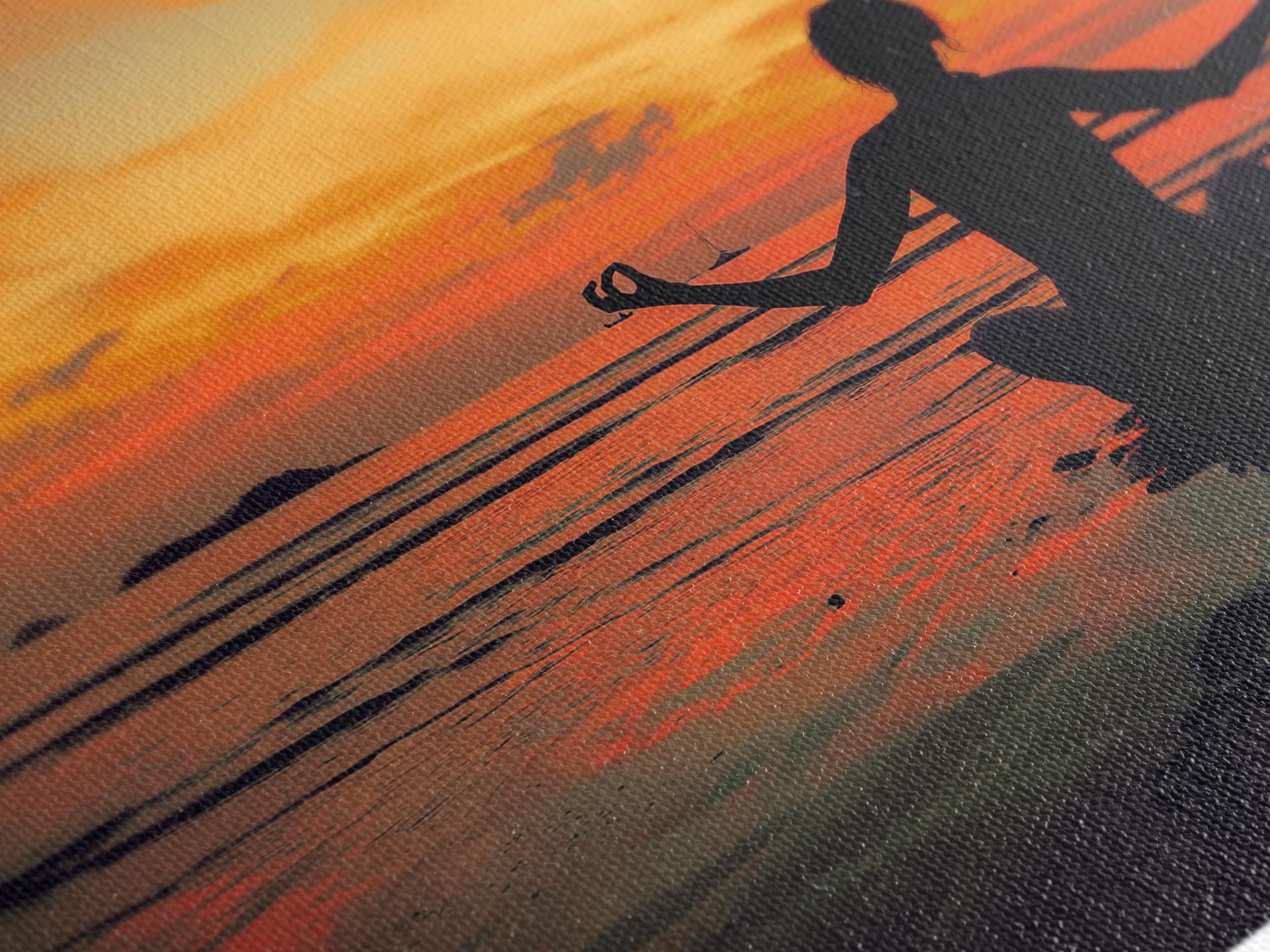 Yoga Meditation Sunset Canvas Print, Large Zen Wall Art, Peaceful Beach Silhouette Artwork, Modern Mindfulness Art Print, Calm Wall Decor