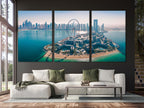 Dubai Skyline Canvas Print, Large Cityscape Wall Art, Aerial View of Bluewaters Island and Ain Dubai, Extra Large Modern Architecture Decor