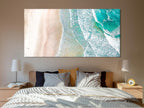 Beach Aerial View Canvas Print – Modern Coastal Wall Art, Ocean Waves and Sandy Shore, Contemporary Seaside Decor for Bedroom or Living Room