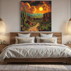 Art de paysage du Sud-Ouest - Impression coucher de soleil sur le désert d'Arizona, Art mural cow-boy de l'Ouest, Art du Texas, Art du Mexique, Art d'Arizona, Décor à thème ranch