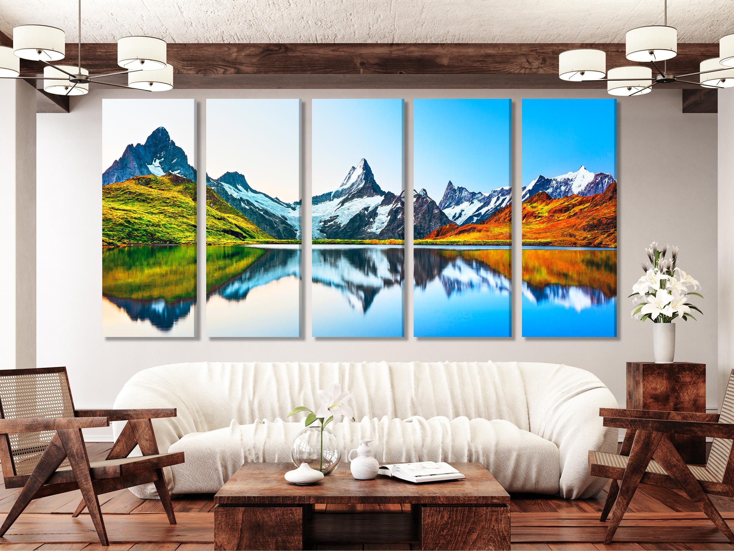 Bachalpsee Lake Sunrise Canvas, Swiss Alps Mountain Landscape Wall Art, Eiger Jungfrau Faulhorn Peaks, Switzerland Nature Photography Print