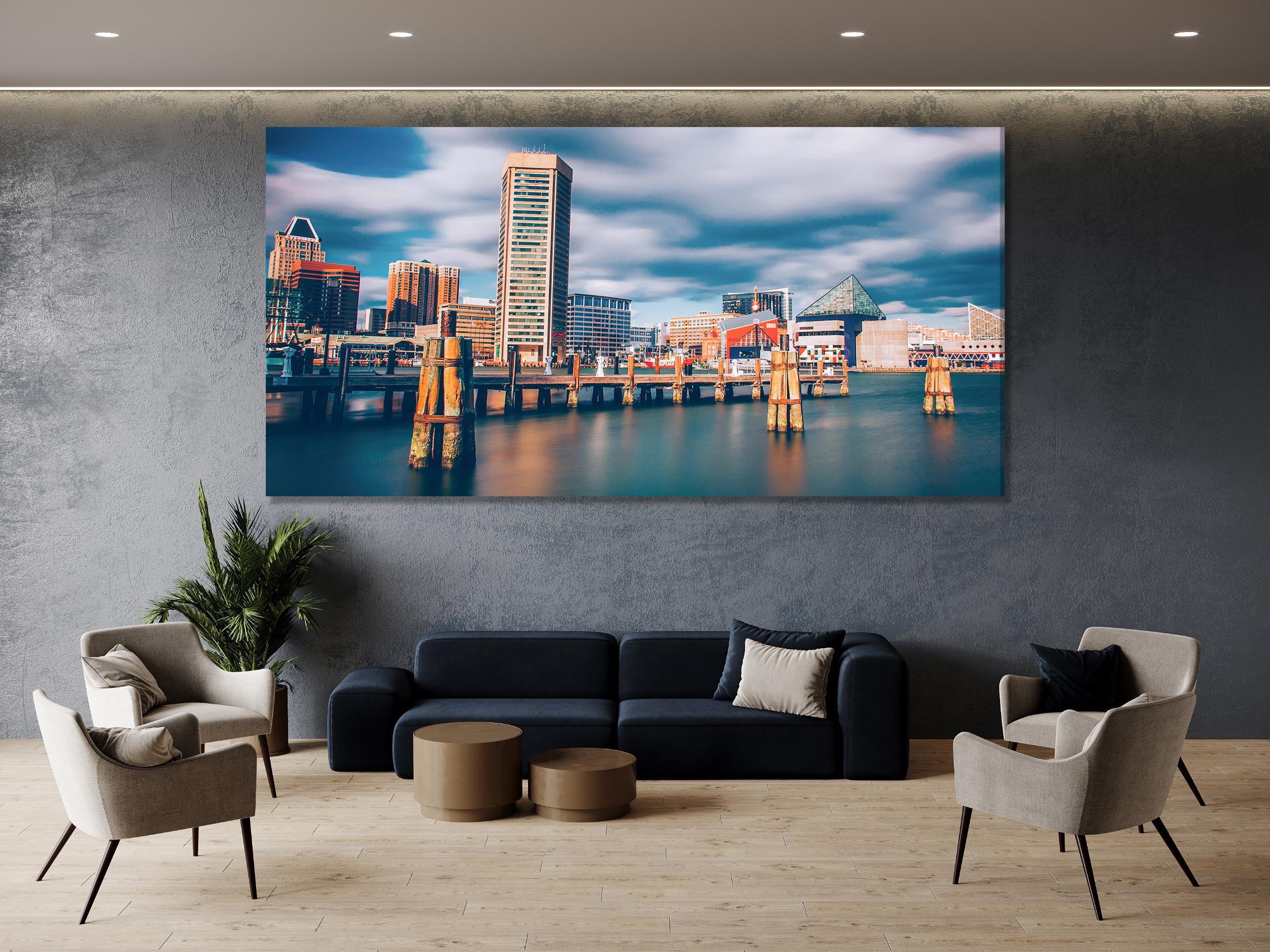 Baltimore Canvas Art - Baltimore Cityscape Canvas Print, Baltimore Wall Art, Baltimore MD Harbor, Baltimore Wall Decor, Baltimore Art Print