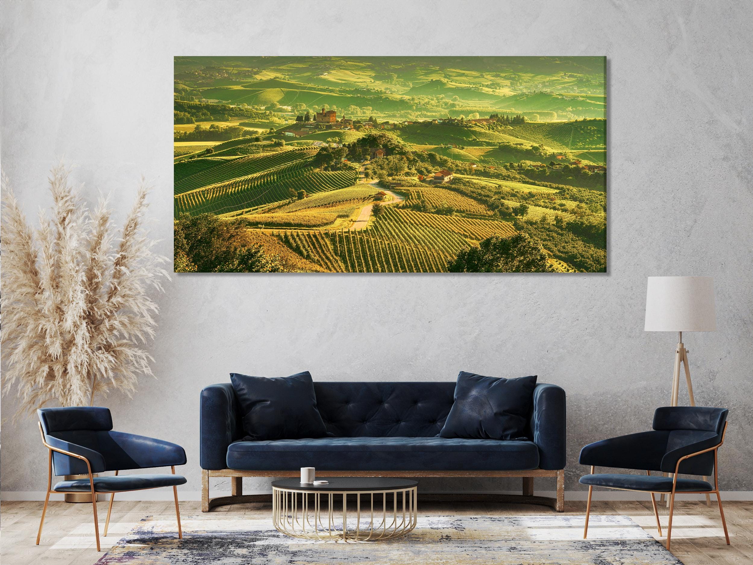 Langhe Vineyards Canvas Art, Grinzane Cavour Wall Print, Italian Countryside Landscape, Piedmont Vineyard Decor, Italy Wine Country Wall Art