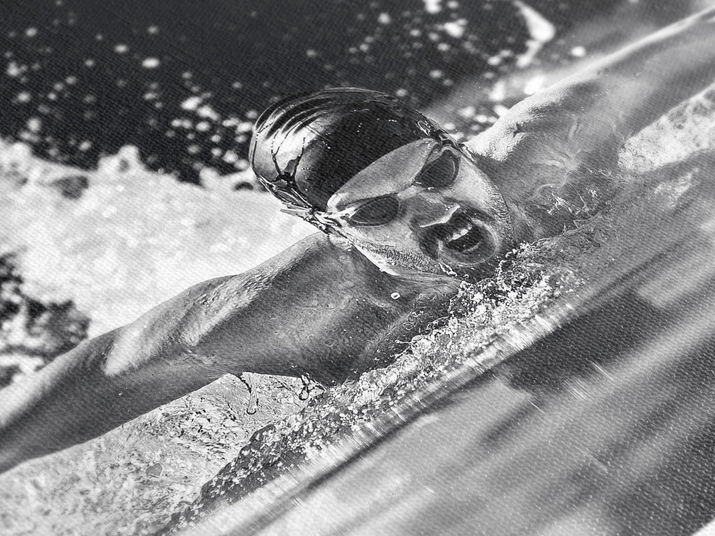 Black and White Swimmer Wall Art, B&W Swimming Canvas Print, Athlete Butterfly Stroke Print, Extra Large Sports Artwork, Sport Themed Print