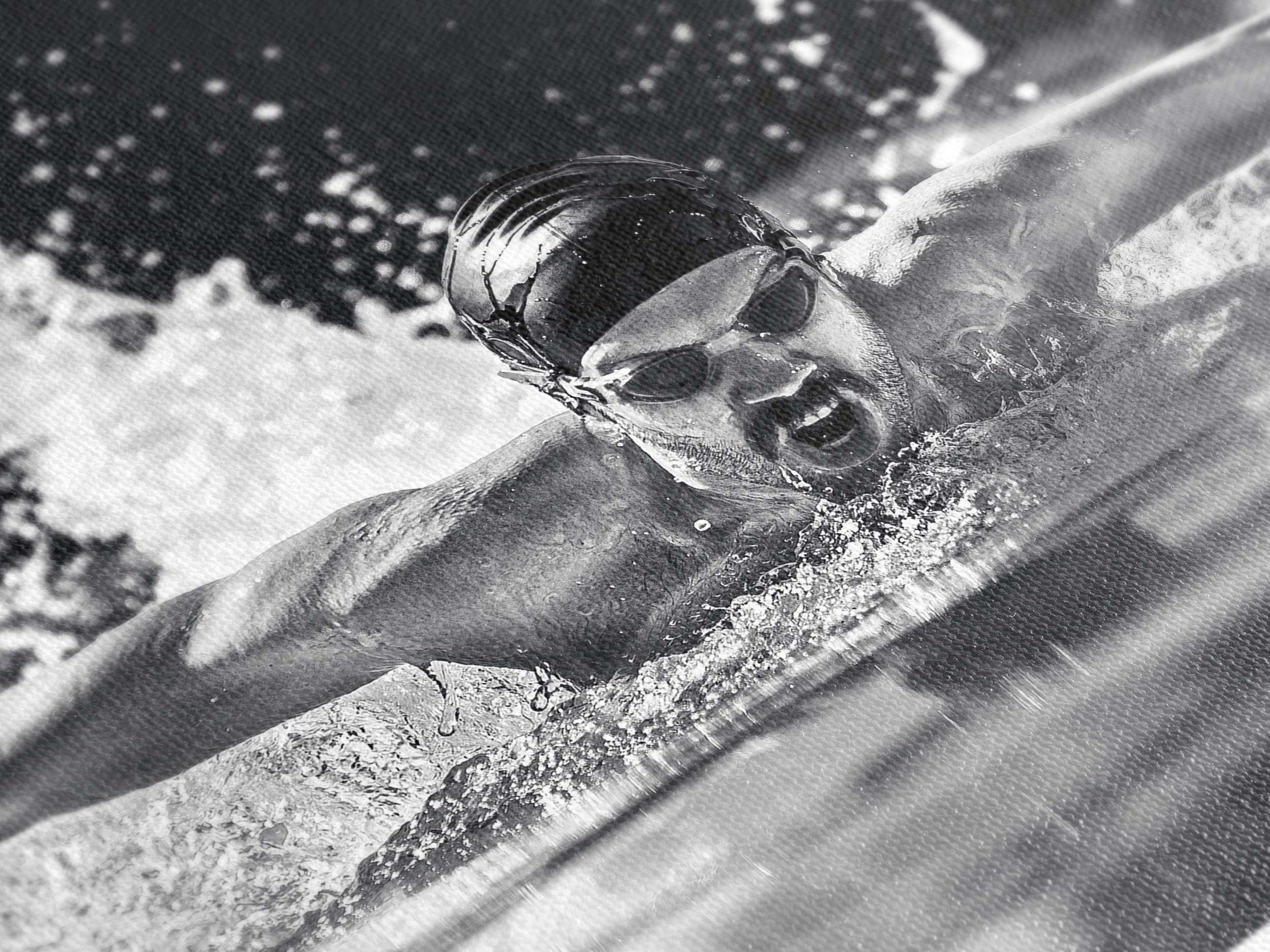 Black and White Swimmer Wall Art, B&W Swimming Canvas Print, Athlete Butterfly Stroke Print, Extra Large Sports Artwork, Sport Themed Print