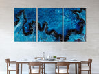 Deep Blue Abstract Canvas Print – Modern Marble Wall Art, Ocean Themed Art, Contemporary Wall Decor for Living Room , Blue Abstract Prints