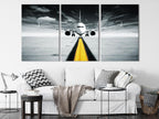 Aviation Wall Art Canvas Print, Extra Large Modern Airplane Wall Art, Black and White Aircraft Decor for Living Room or Office Gift Art Idea