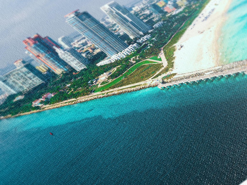 Large Miami South Beach Canvas Print, Aerial Florida Coastline Wall Art, XXL Miami FL Artwork, Stunning Miami Beach Canvas for Modern Decor