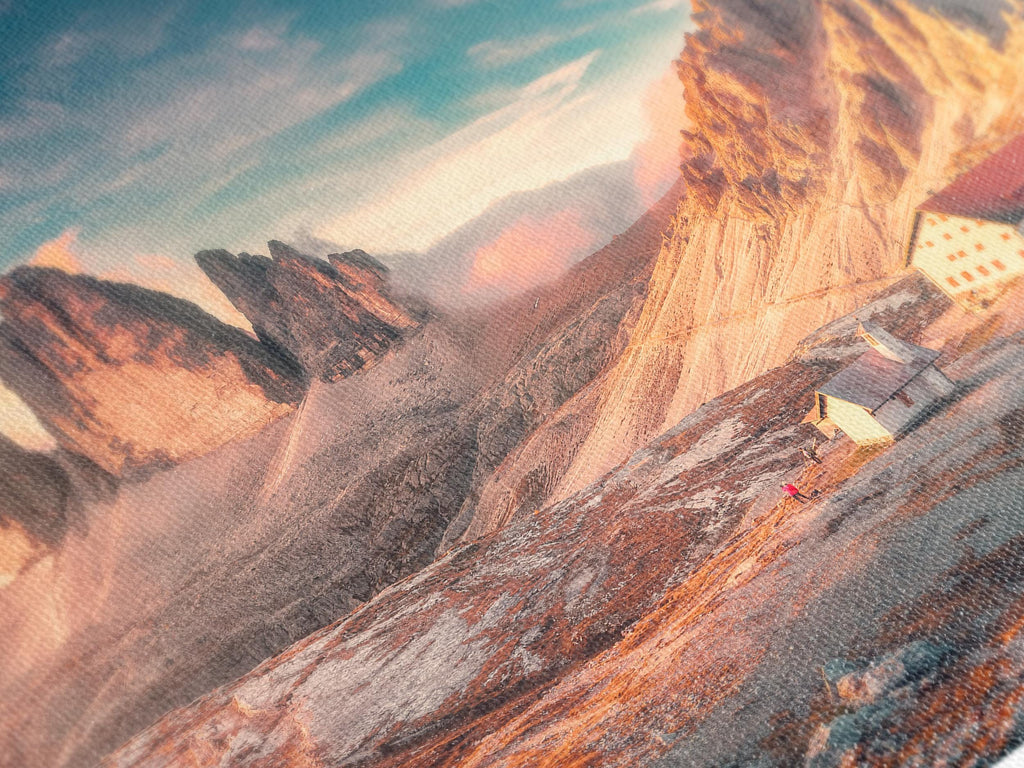 Dolomites Landscape Wall Art - Tre Cime di Lavaredo Canvas Print, XXL Mountain Sunset Artwork, Italian Alps Decor, Alpine Nature Scene Print