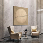 Japandi Moon Wall Art - Flying Flock of Birds Canvas Print, Feng Shui Neutral Decor, Japanese Sun Art, Large Living Room Oriental Wall Decor