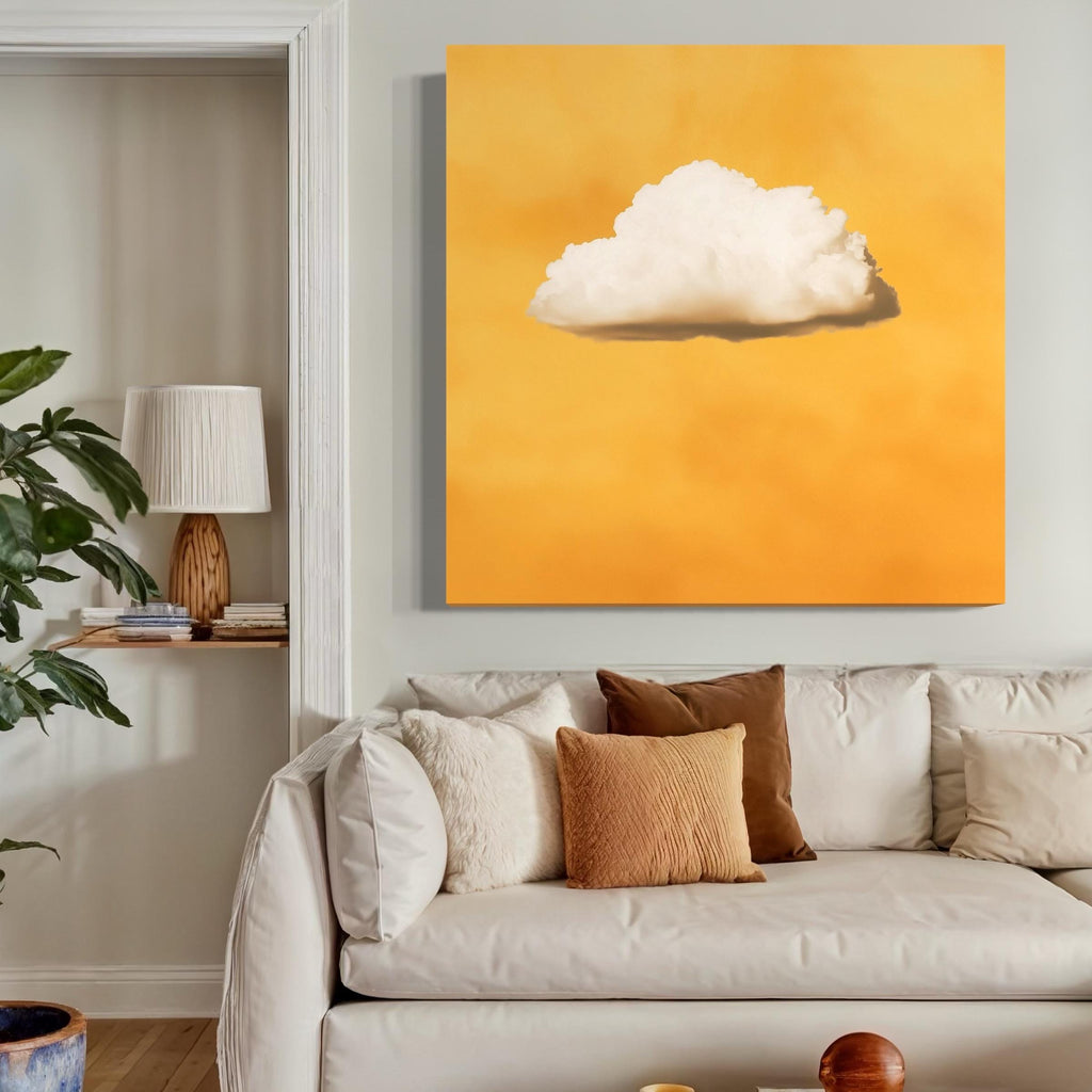 Yellow Cloud Wall Art Cloud Canvas Art Vibrant Yellow Abstract Canvas Print Minimalist Wall Accent Yellow Artwork for Modern Office Wall Art
