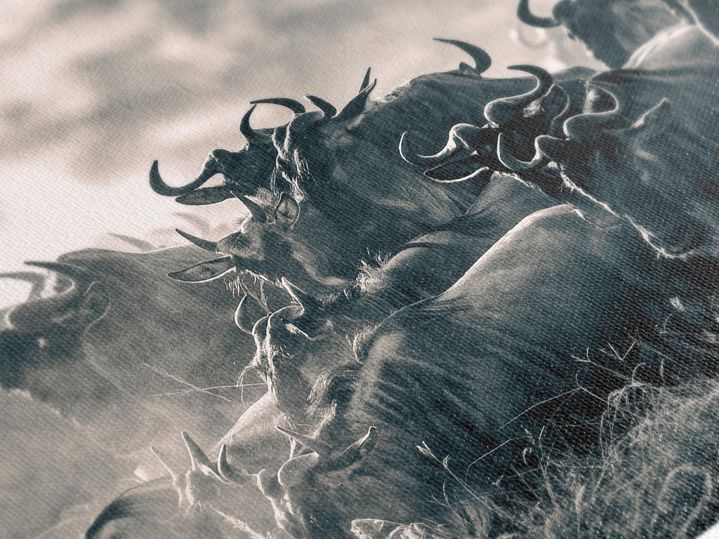 Wildebeest Migration Canvas Print, Large Safari Wall Art, African Wildlife Artwork, Maasai Mara Decor, Great Migration Canvas, Nature Print