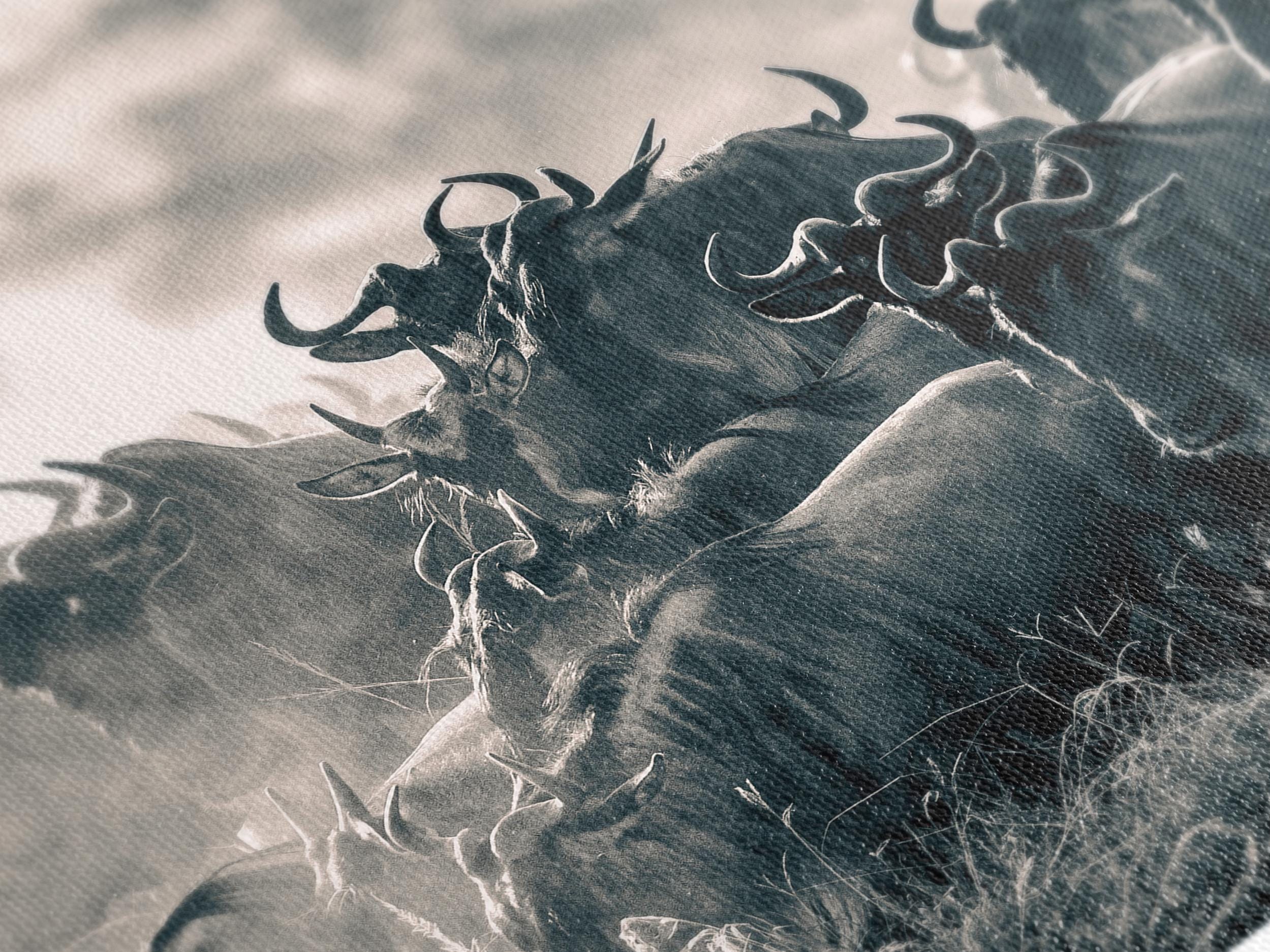 Wildebeest Migration Canvas Print, Large Safari Wall Art, African Wildlife Artwork, Maasai Mara Decor, Great Migration Canvas, Nature Print