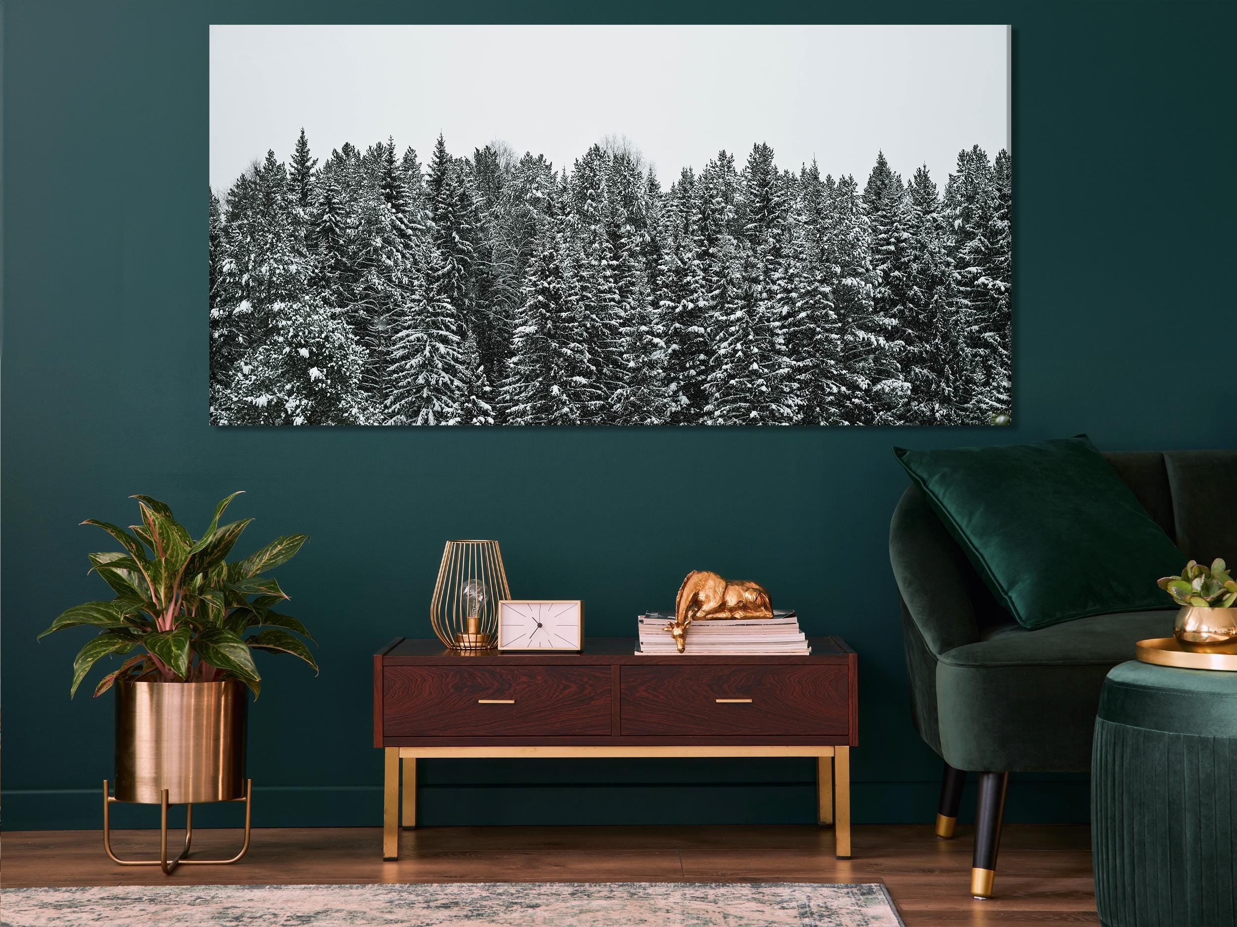 Winter Art Print Pine Trees Canvas Art Snowy Forest Wall Decor Winter Nature Landscape Print Modern Winter Wall Art Pine Tree Artwork Print
