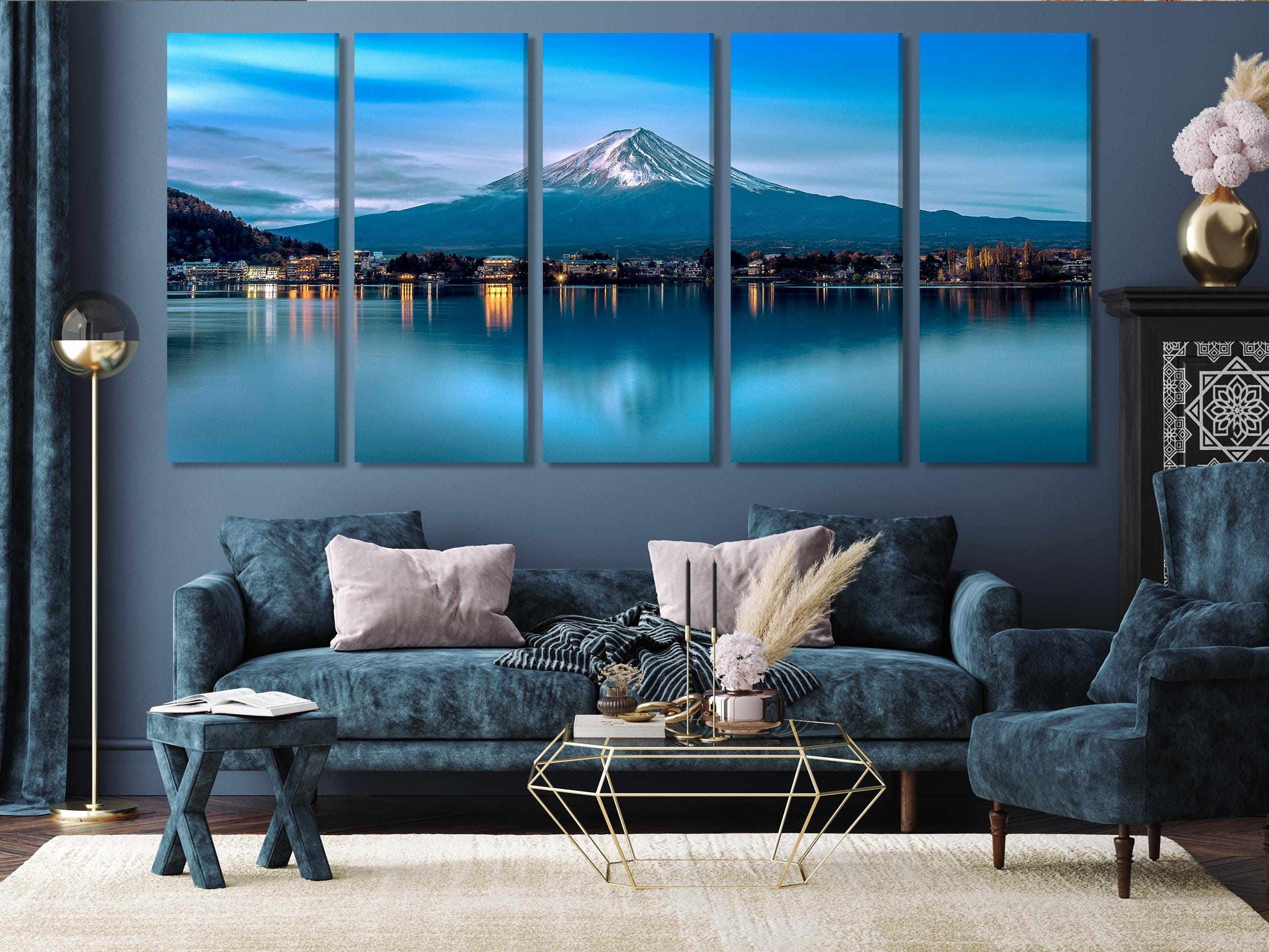 Mount Fuji Wall Art – Extra Large Japanese Landscape Art Print, Snow Capped Mountain Artwork, Mountain Print for Living Room or Office Decor