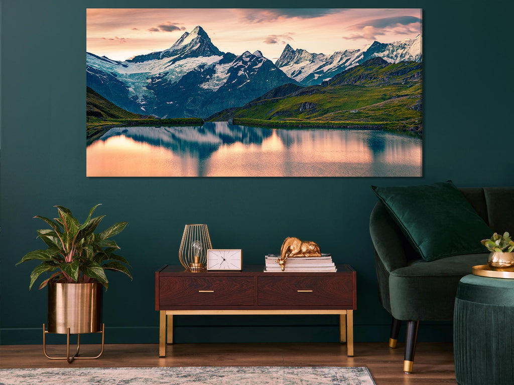 Mountain Landscape Wall Art - Large Alpine Mountain Canvas Print, Nature Wall Art, Mountain Canvas Art, Snow Covered Peak Print for Home Art