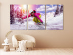 Snowboarder Canvas Print, Winter Sports Wall Art, Action-Packed Snowboarding Scene, Bright Mountain Landscape, Large Adventure Decor