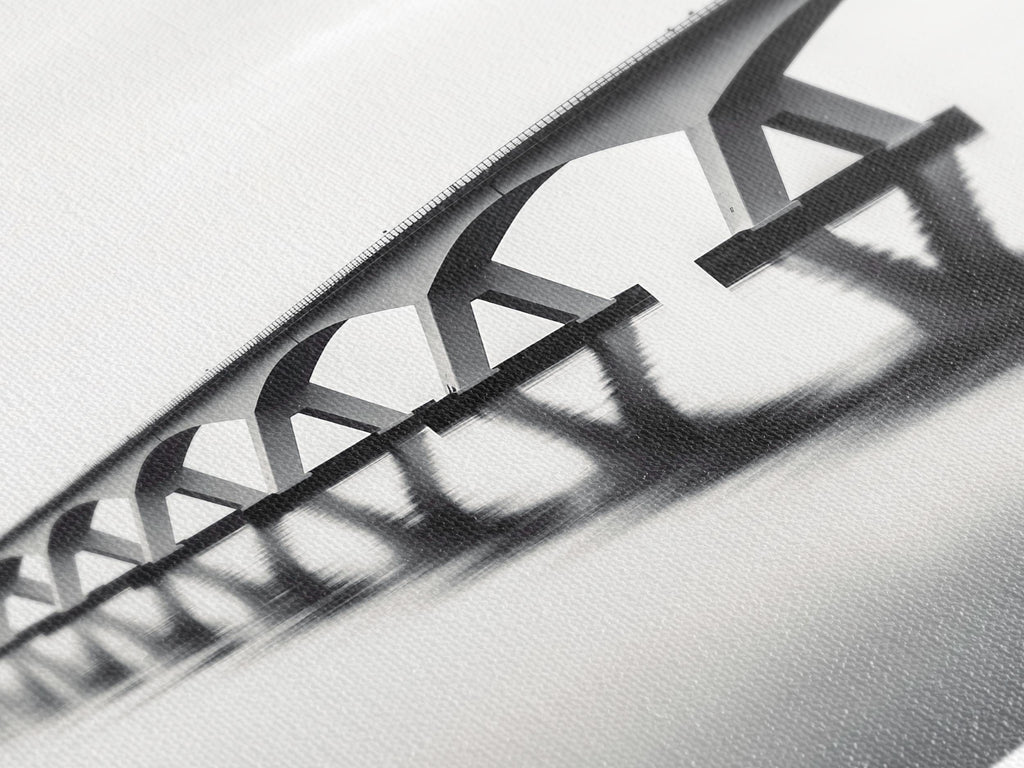 Minimalist Bridge Canvas Print, Black and White Wall Art, Longest Bridge in Netherlands, Modern Minimal Decor, Large Dutch Architecture Art