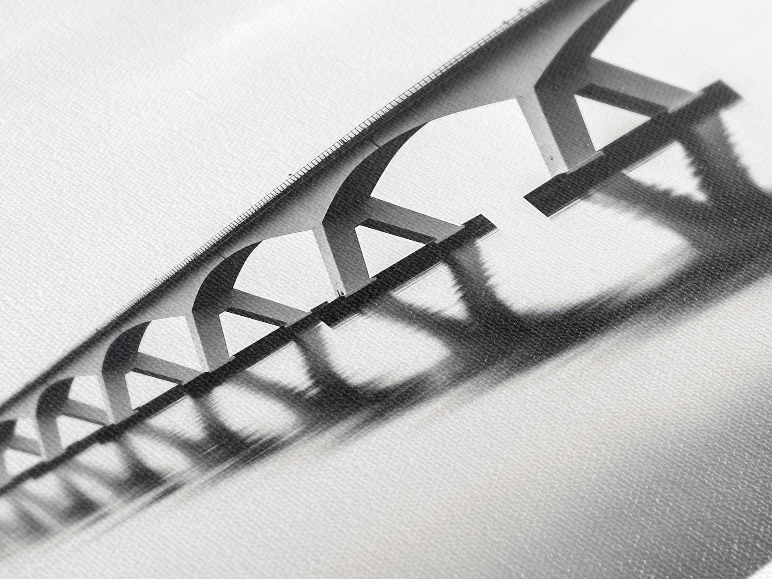 Minimalist Bridge Canvas Print, Black and White Wall Art, Longest Bridge in Netherlands, Modern Minimal Decor, Large Dutch Architecture Art