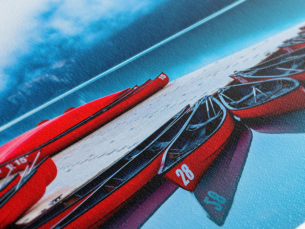 Canoe Canvas Art - Lake Louise Wall Art, Red Canoes Lake Print, Canoe Wall Art, Canadian Landscape Decor, Lake Louise Nature Photography Art