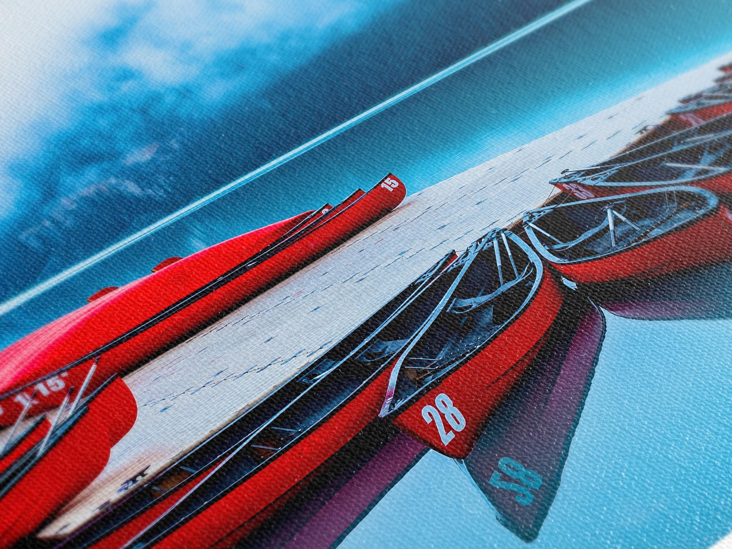 Canoe Canvas Art - Lake Louise Wall Art, Red Canoes Lake Print, Canoe Wall Art, Canadian Landscape Decor, Lake Louise Nature Photography Art