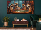 Raccoons Playing Poker Wall Art - Man Cave Wall Decor, Poker Room Wall Art, Game Room Wall Art, Gift for Him, Poker Lover Gift Idea for Home