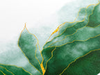 Aquarel groen en goud drieluik canvas print met abstracte natuur en gebarsten marmerkunst - moderne wandkunst voor thuis en op kantoor
