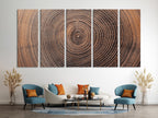 Rustic Tree Ring Canvas Print Wooden Texture Wall Art Large Log Cross-Section Canvas Art Rustic Home Decor Above Fireplace Wall Art