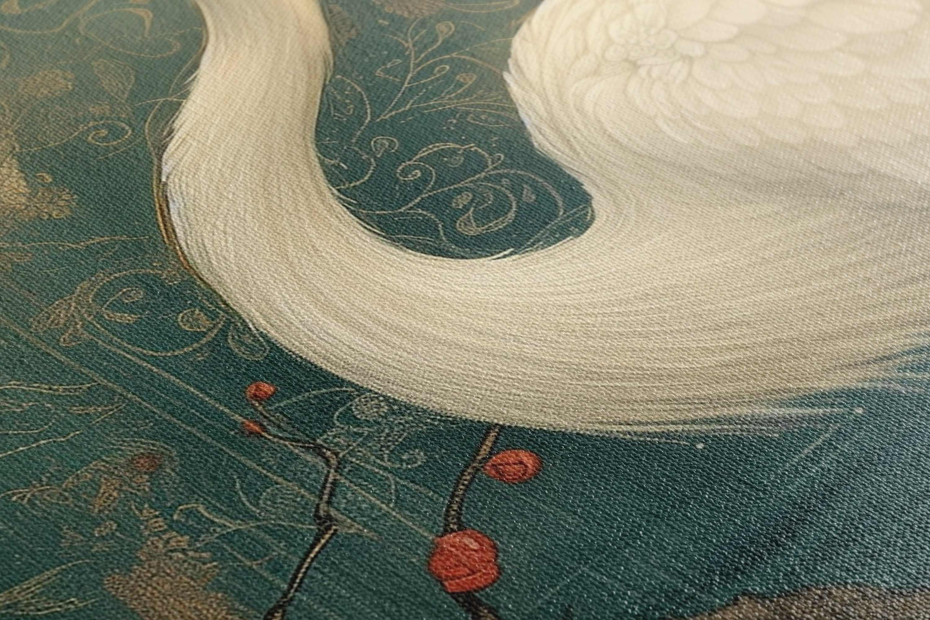 Serene Crane in Flowering Branch Canvas Print