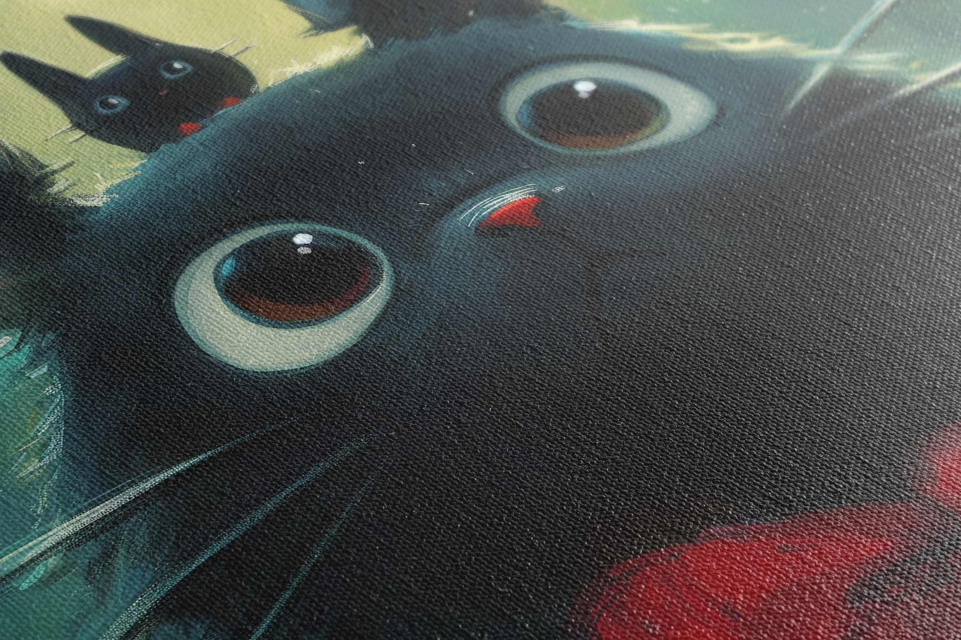 Expressive-Eyed Cat with Red Bow Tie Artwork 