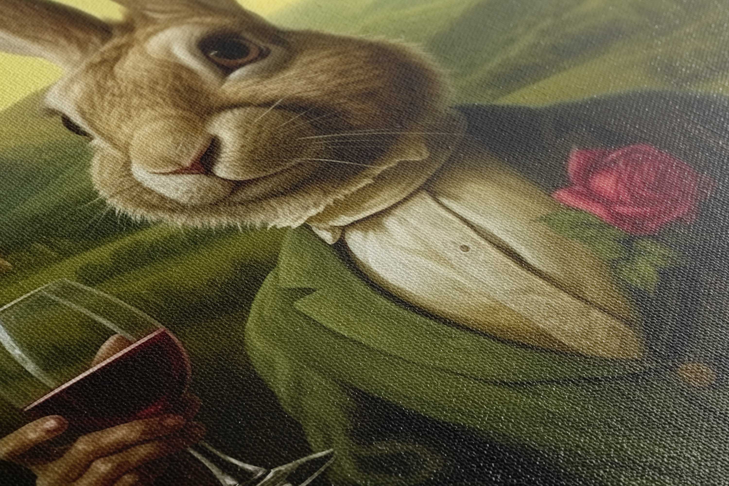 Whimsical Wine Rabbit Art Print