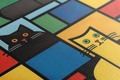 Vivid Cats in Color Blocks Artwork 